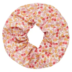 Aprikosfarget scrunchie i Liberty-stoff
