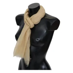 Beige Cashmere Skjerf med Frynser