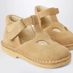 Beige Flate Sko med Spenne Lukking