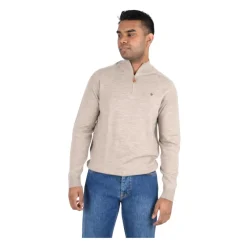 Beige Morris Stockholm Merino John Zip Genser Half-Zip