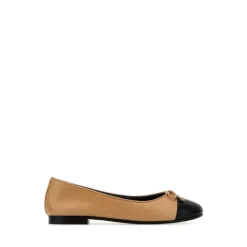 Beige Nappa Skinn Ballerina Sko