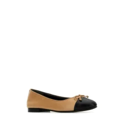 Beige Nappa Skinn Ballerina Sko
