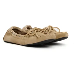Beige Semsket Mokkasin Sko