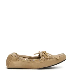 Beige Semsket Mokkasin Sko