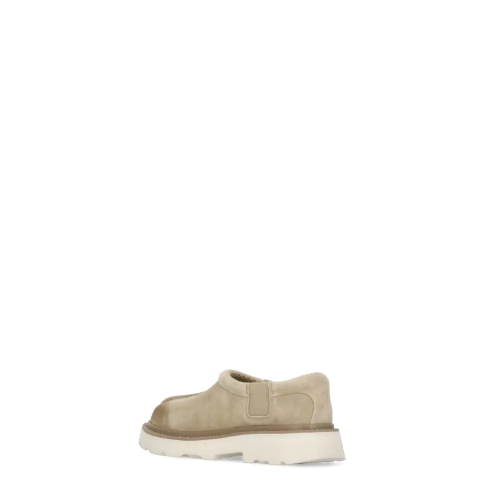 Beige Semsket Skinn Flate Sko