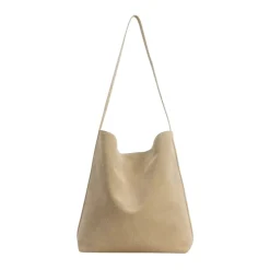Beige Semsket Skulderveske