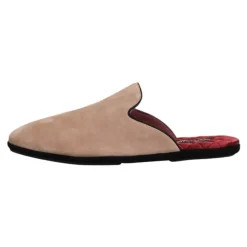 Beige Semsket Slides Flate Sko