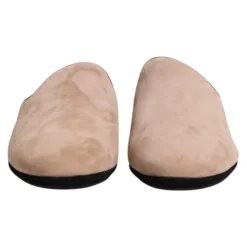 Beige Semsket Slides Flate Sko
