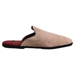 Beige Semsket Slides Flate Sko