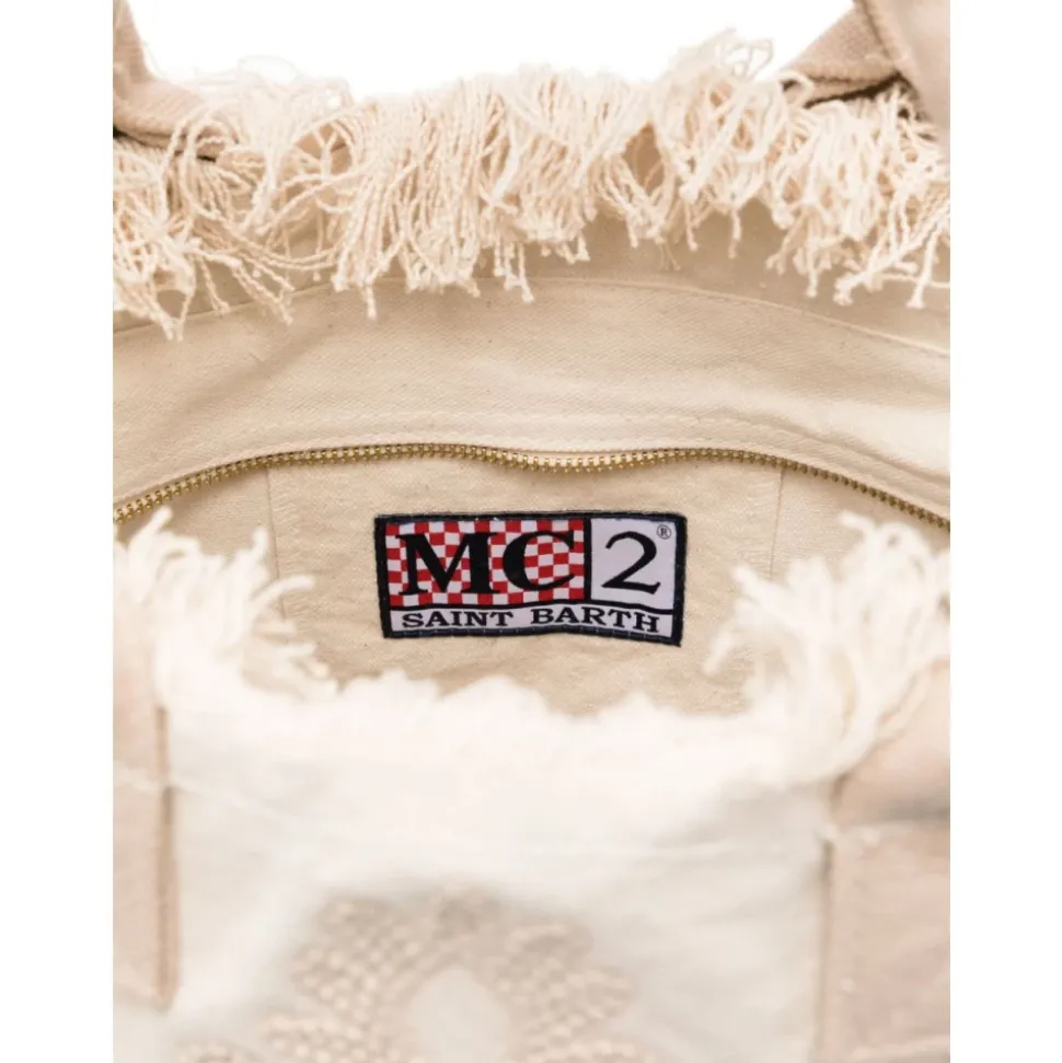 Beige Shopper Veske med Vanity Rug Design