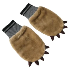 Beige Strikket Pels Håndleddshansker