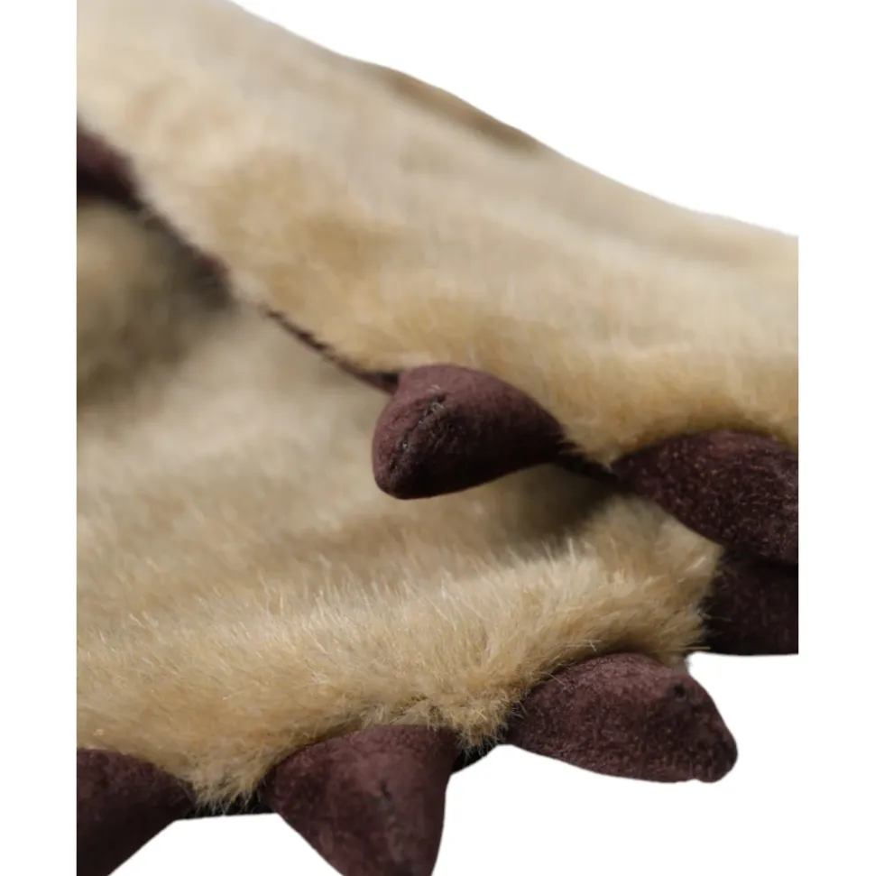 Beige Strikket Pels Håndleddshansker