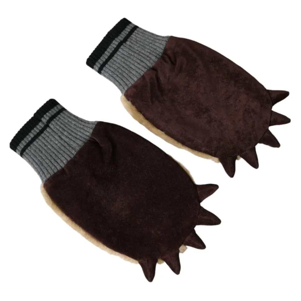 Beige Strikket Pels Håndleddshansker