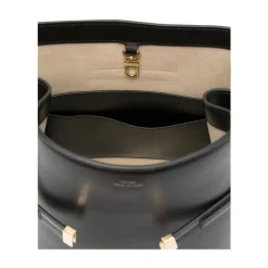 Belted Leather Bucket Bag