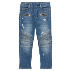 Blå denim biker jeans