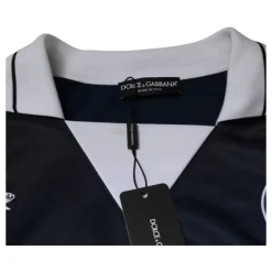 Blå Hvit Milano Langarmet Jersey T-skjorte