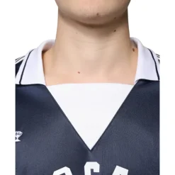 Blå Hvit Milano Langarmet Jersey T-skjorte