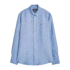 Blå Morris Douglas Linen Shirt-Classic Fit Skjorte