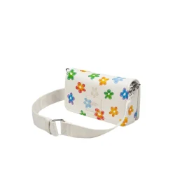 Blomstret Mini Veske i Hvit Skinn
