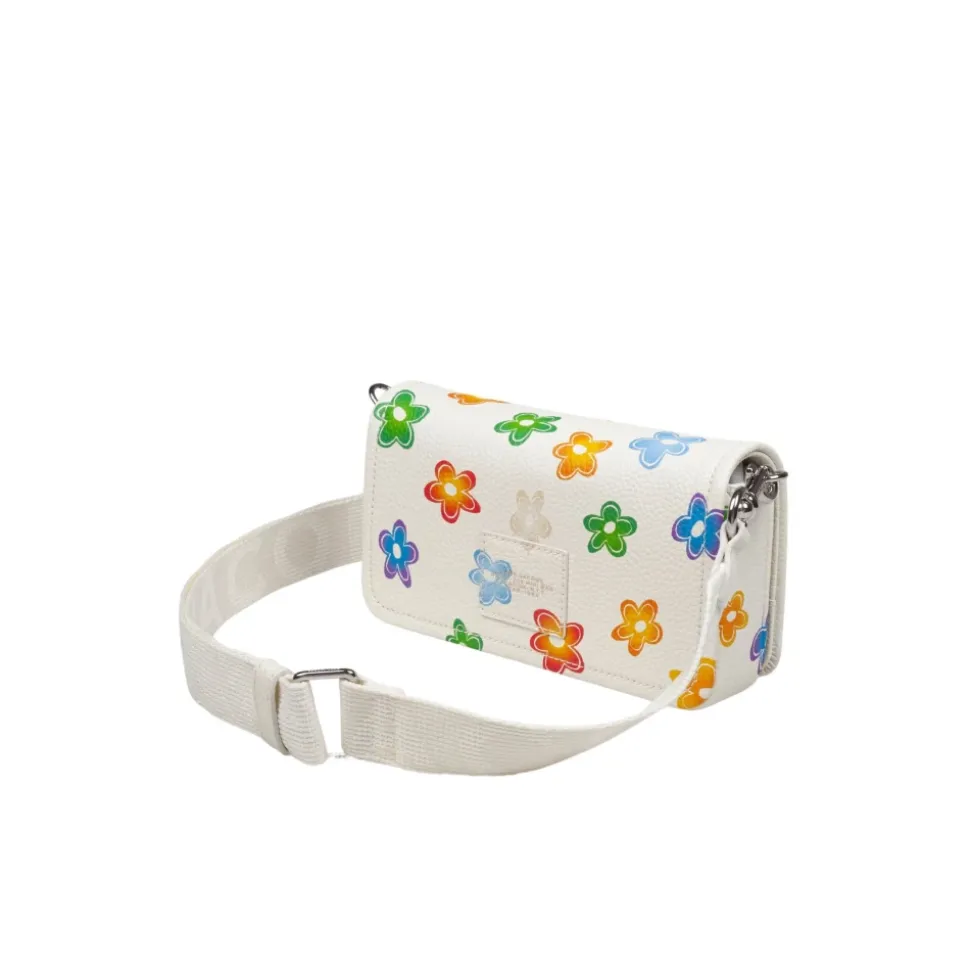 Blomstret Mini Veske i Hvit Skinn