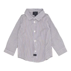 Blåstripet bomulls poplin skjorte