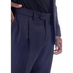 Blåstripet ull-kasjmir dress