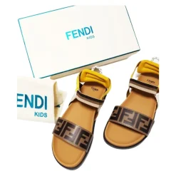 Brune juniorsandaler med FF-logo