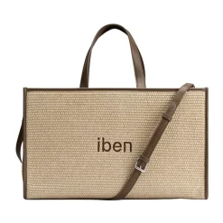 Brun Iben Straw Bag M-Brown Vesker & Kofferter