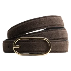Brun Jim Rickey Im Rickey Business Belt – Semsket Skinnbelte I Brun Truffle Med Gullspenne Diverse