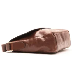 Brun skinn messenger veske for menn