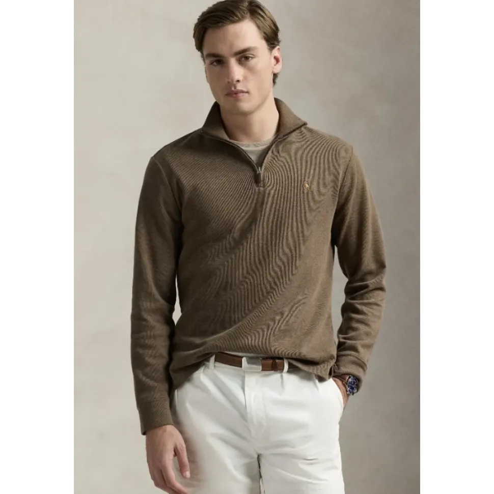 Cedar Heather Estate-Rib Quarter-Zip Pullover