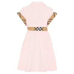 Check Trim Cotton Shirt Dress