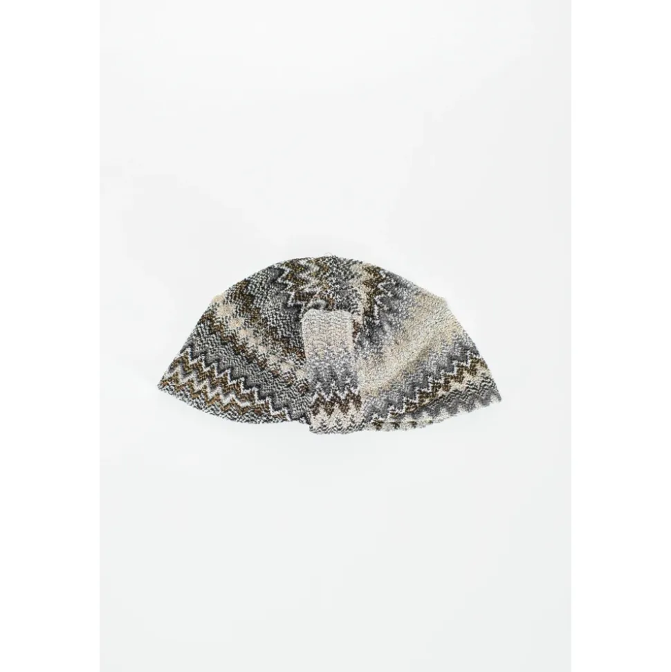 Chevron Strikket Viskose Turban med Frynser
