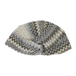 Chevron Strikket Viskose Turban med Frynser