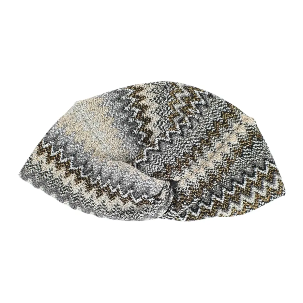 Chevron Strikket Viskose Turban med Frynser