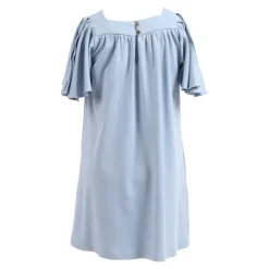 Cotton Jersey Dress With Ruffle Sleeves