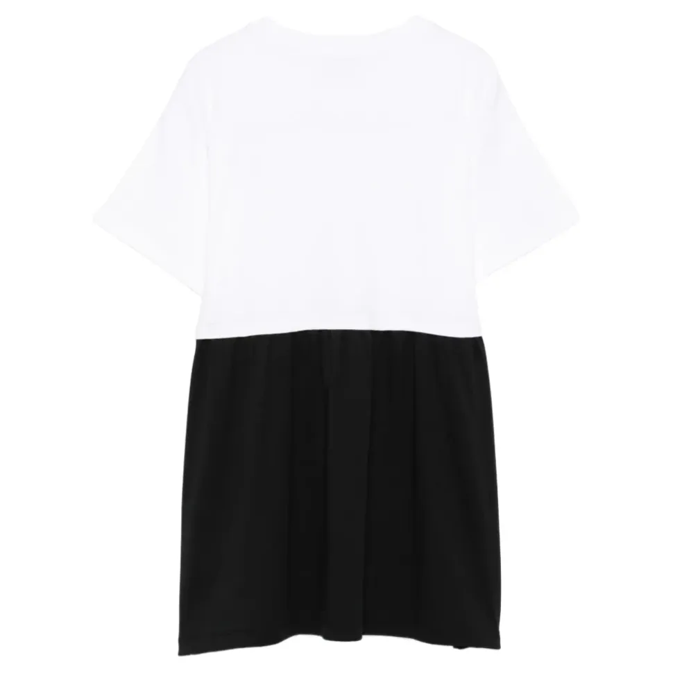 Crewneck Short Sleeve Embroidered Teddy Bear Dress