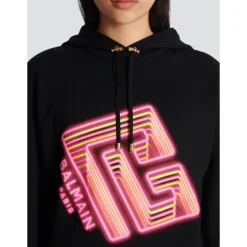Cropped sweatshirt med neonprint