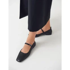 Delia Svart Skinn Mary Jane Flats