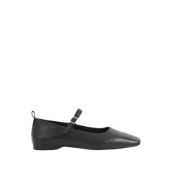 Delia Svart Skinn Mary Jane Flats