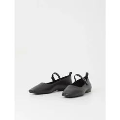 Delia Svart Skinn Mary Jane Flats