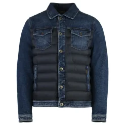 Denimjakke med polstrede nyloninnlegg