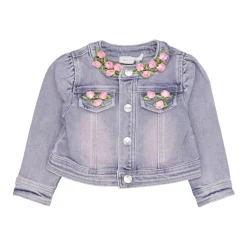 Denimjakke med rosa skyggeeffekt