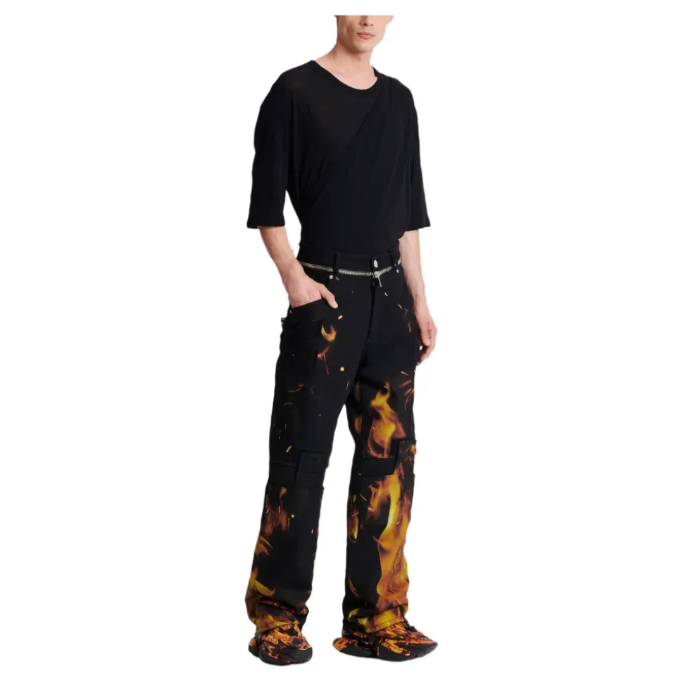 Fire Print Jeans med innlegg