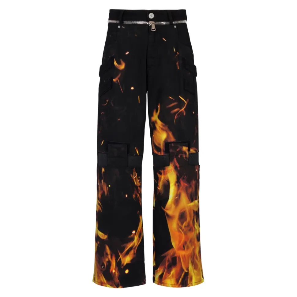 Fire Print Jeans med innlegg
