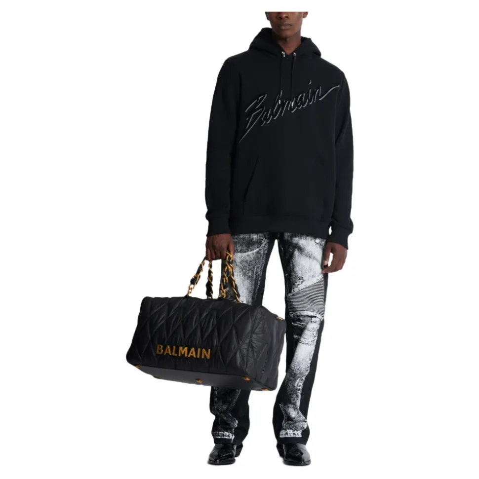 Flocked Letter Hoodie
