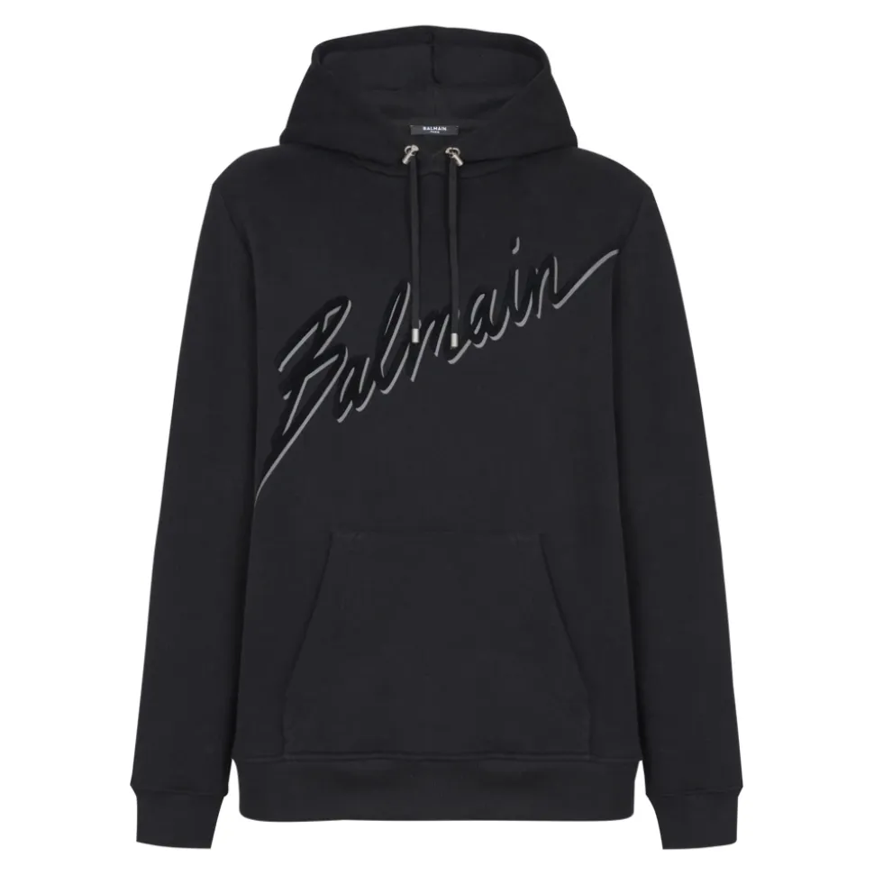 Flocked Letter Hoodie