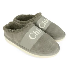 Grå Semskede Mules med Faux Shearling