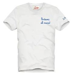 Hvit bomulls-t-skjorte med St. Barth-broderi