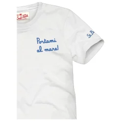 Hvit bomulls-t-skjorte med St. Barth-broderi